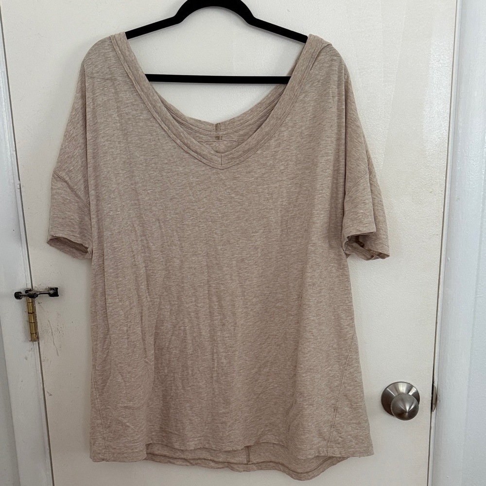 Aerie Soft V-Neck Relaxed Tee in Beige